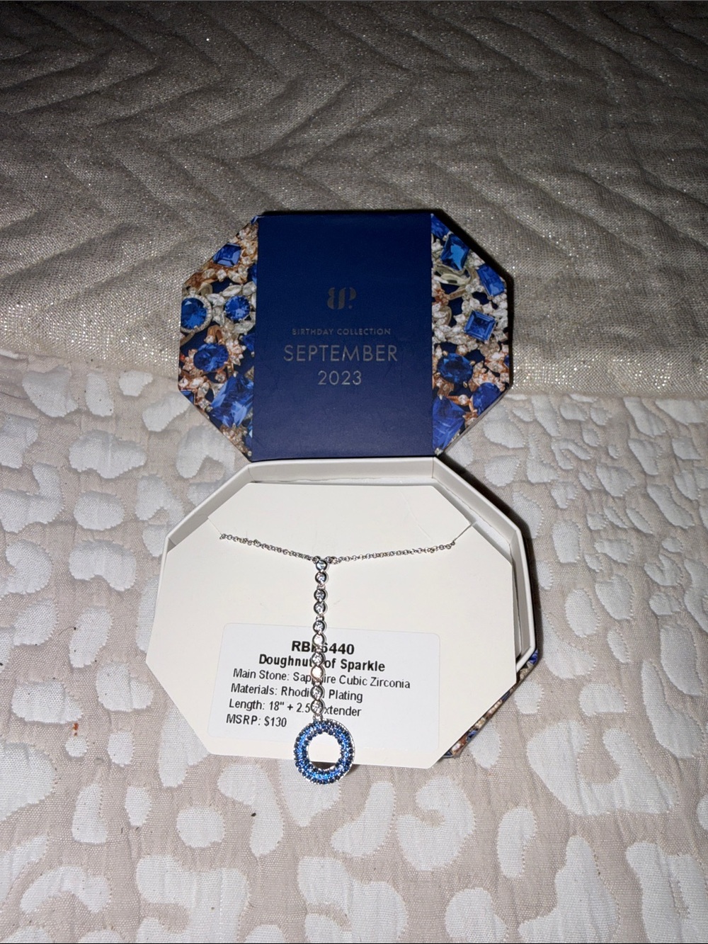 September Blue Cubic Zirconia Circle Pendant Necklace